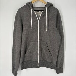 Y2K CHOR Mens Full Zip Hoodie Charcoal Heather Grey Cotton Blend Size L Grunge